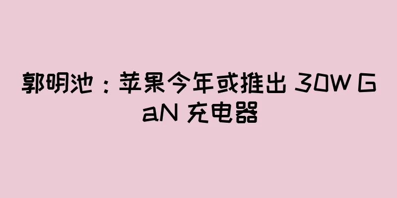 郭明池：苹果今年或推出 30W GaN 充电器