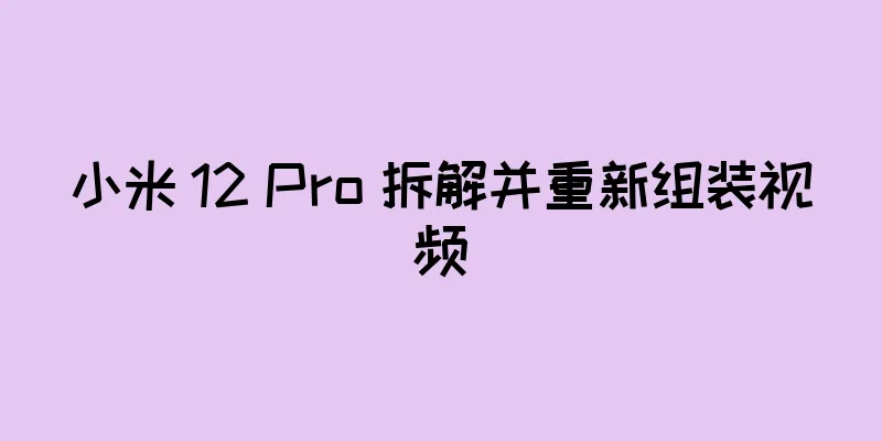 小米 12 Pro 拆解并重新组装视频