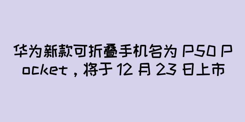华为新款可折叠手机名为 P50 Pocket，将于 12 月 23 日上市